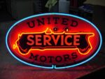 Vintage United Service Neon Porcelain Sign 24