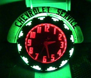 Chevrolet Aztec neon clock, Vintage Advertising Neon Clocks
