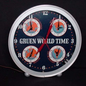 Gruen world Time neon clock, Vintage Advertising Neon Clocks