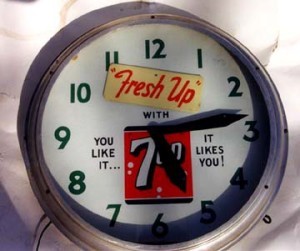 7- Up Neon Clock, Vintage Advertising Neon Clocks