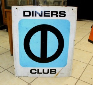 Vintage Metal Signs // 950's or 60's diners club sign,metal signs