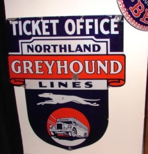 VINTAGE SIGNS // Ticket Office porcelain sign for Greyhound Lines..."MY COLLECTION"