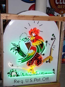 VINTAGE SIGNS // Chicken porcelain neon sign