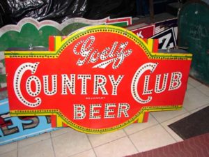 PORCELAIN NEON SIGNS ..BEER porcelain Goetz Country Club sign