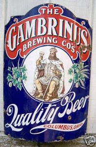 Vintage Signs , Gambrinus, Beer, Curved porcelain Columbus Ohio corner sign..."MY COLLECTION"