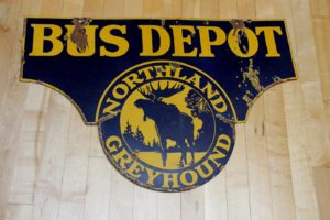 [ Vintage Porcelain Signs ] BUS Depot for Northland GREYHOUND