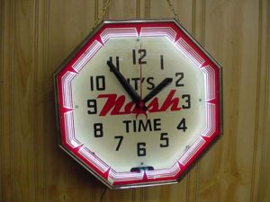 Old Nash neon clock, Vintage Advertising Neon Clocks
