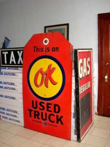 " Old Gas & Oil Signs " Vintage Chevrolet OK used truck sign SOLD