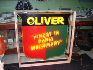 " Porcelain Neon Signs " Old Oliver neon tractor sign