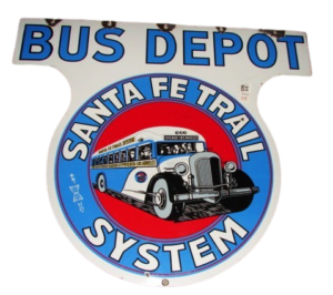 Vintage SANTA Fe Trail Bus depot sign