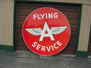 Flying A Gasoline sign from the 1950's......all original ^ 2 sided