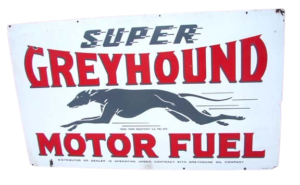 Vintage Super Greyhound Motor Fuel sign