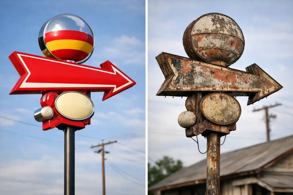 Restored Signs Versus Untouched Originals