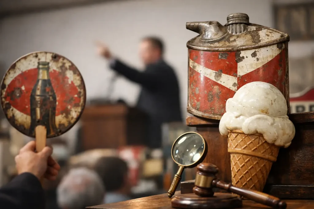Buying Antique Signs at Auction: What Matters