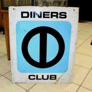 Vintage Metal Signs // 950's or 60's diners club sign,metal signs
