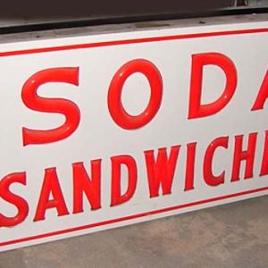Soda & Sandwiches vintage signs Collection. With milk glass letters made by Flexlume. 1800s advertisements